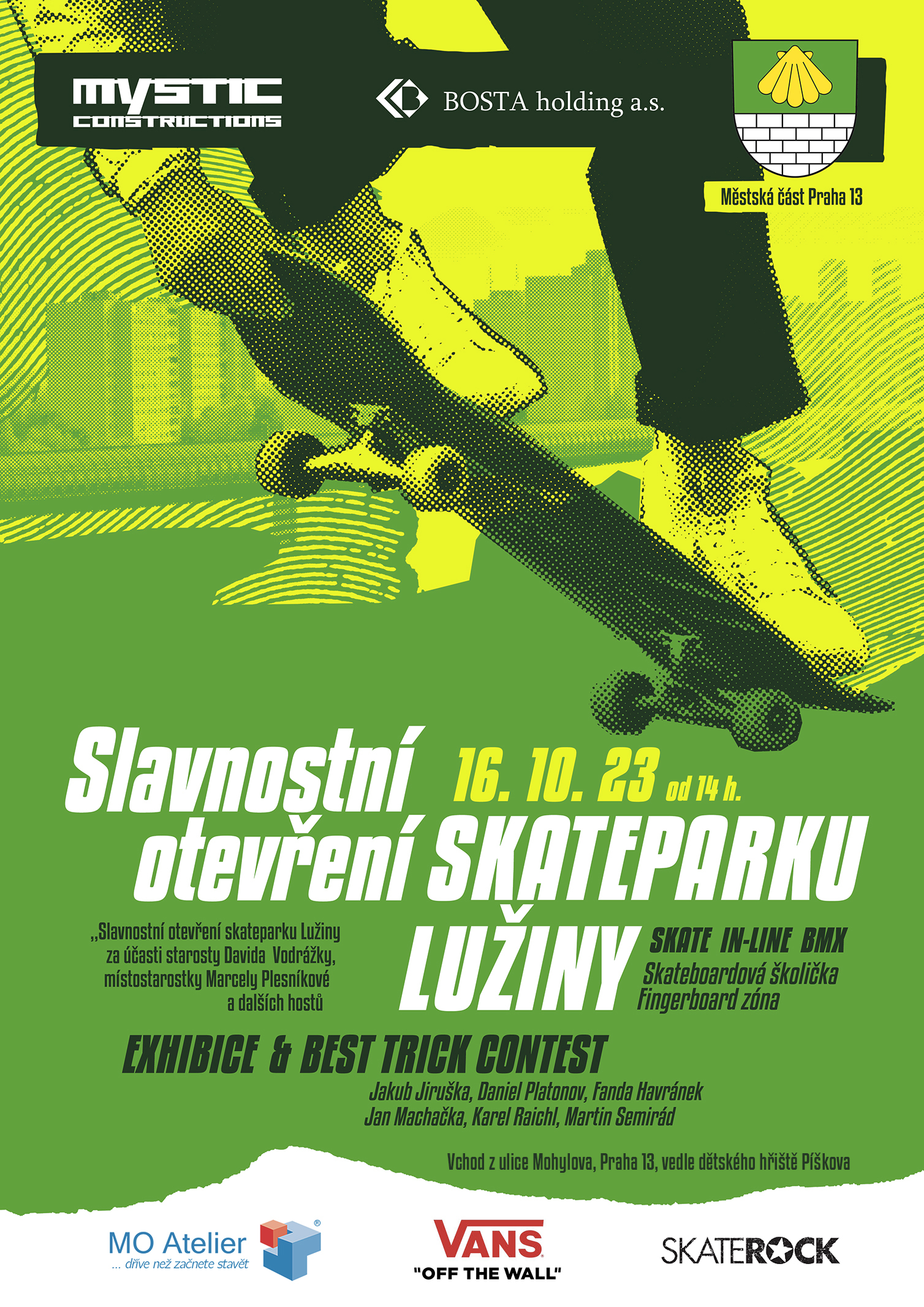 Pozvánka pro veřejnost na slavnostní zahájení skateparku Lužiny